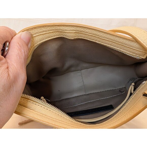 Rebecca Minkoff Crossbody Bag Buttery Yellow Leather Silver Accents Adj. Strap - Picture 5 of 11